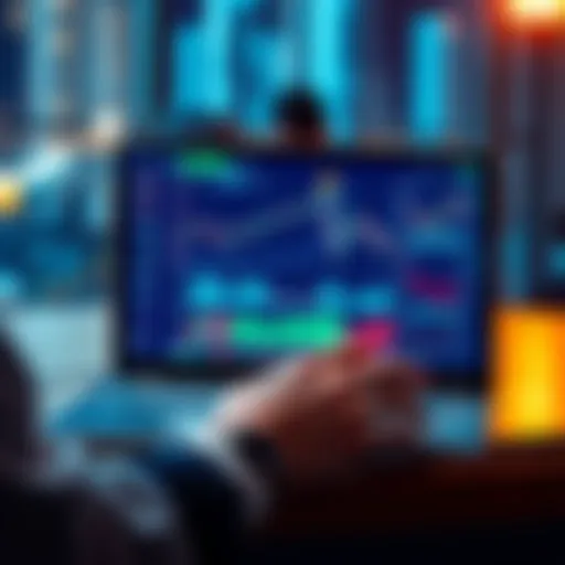 Crypto Market Strategies A person analyzing cryptocurrency trends on a laptop with graphs and charts visible on the screen.