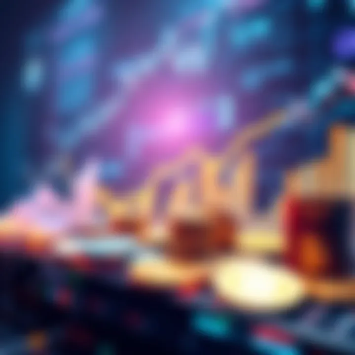 Visual representation of current crypto market trends with rising graphs and digital currencies