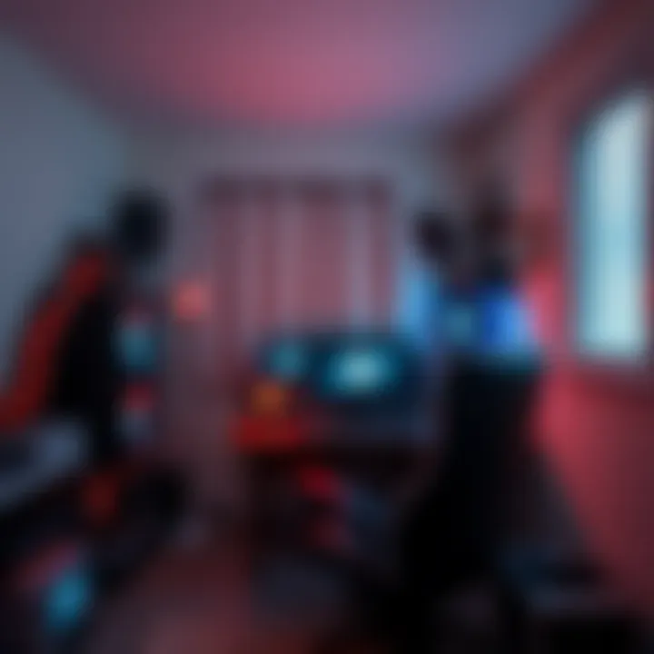 A cryptocurrency mining rig with multiple graphics cards set up in a small apartment space, showcasing the equipment and surrounding area, like a desk and chair.