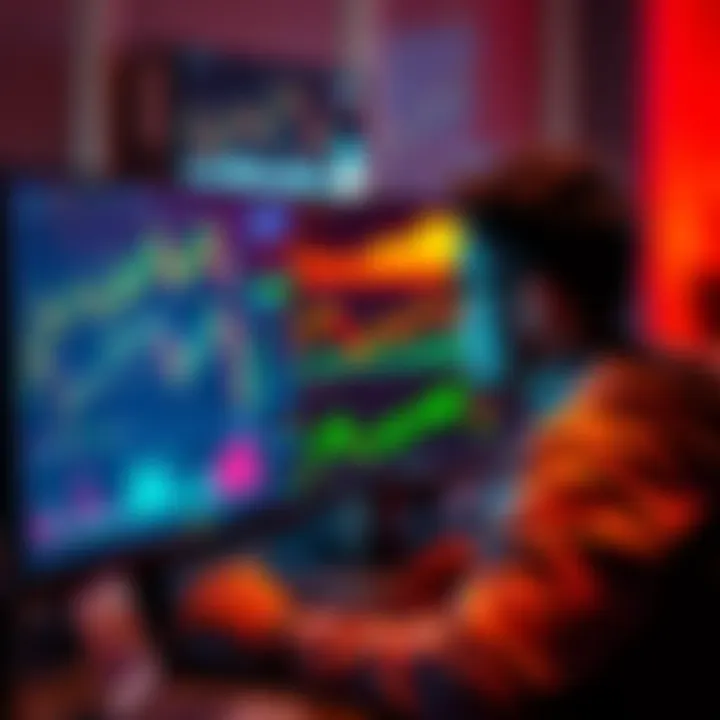 A person looking at cryptocurrency charts on a computer screen, contemplating their investment strategy.