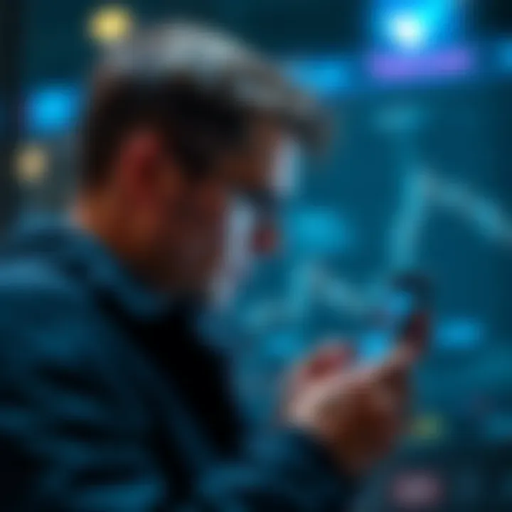Crypto News on Telegram A person scrolling through Telegram channels on a smartphone, focused on crypto news updates and market movements.