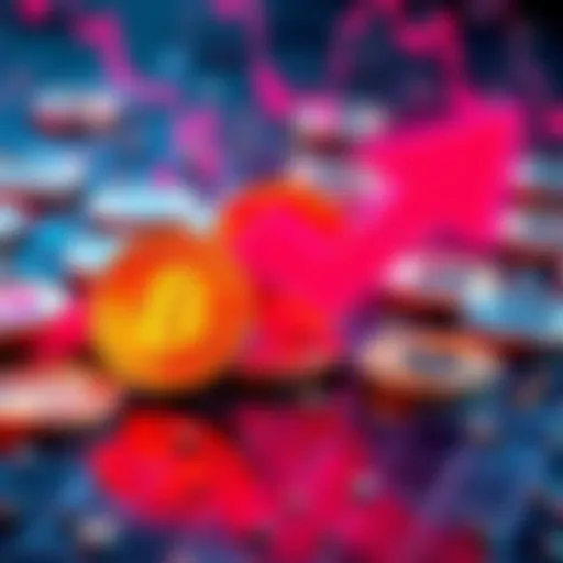 Graphic showing cryptocurrency symbols with a downward trend arrow illustrating significant financial losses from cyberattacks.