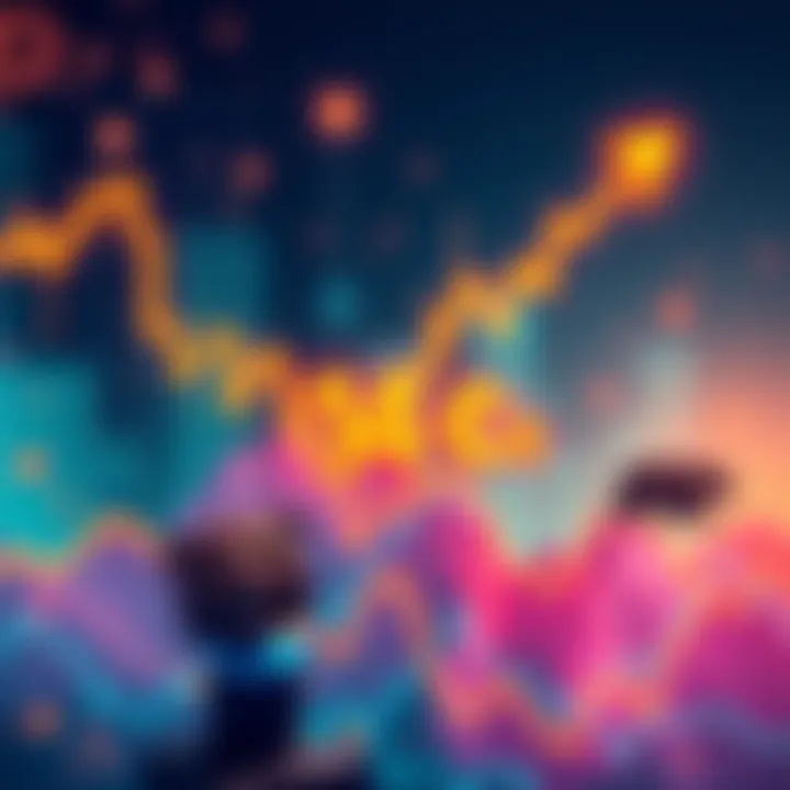 A graph showing a downward trend in cryptocurrency prices, highlighting a drop to 14 cents with bearish symbols.