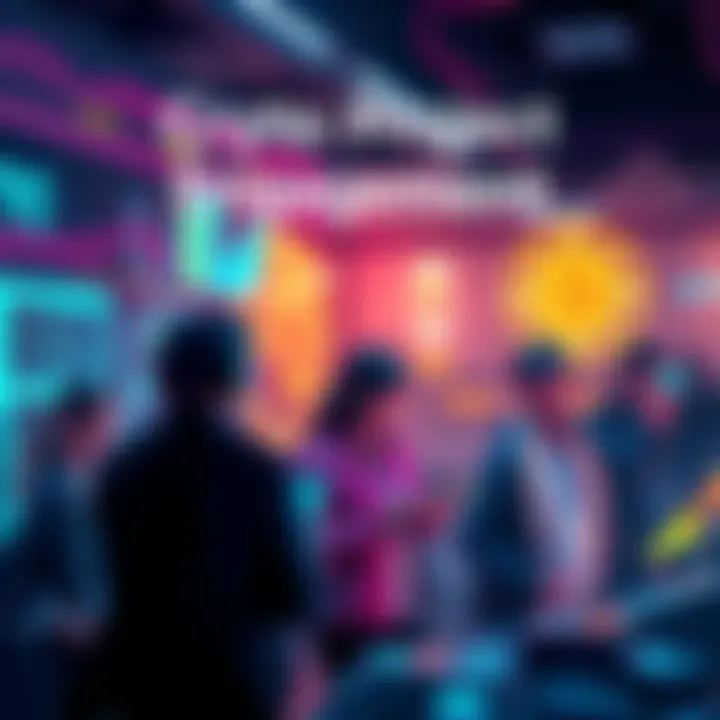 A representation of crypto projects using technology to engage real users, showcasing KYC checks and AI tools, with people interacting with devices.