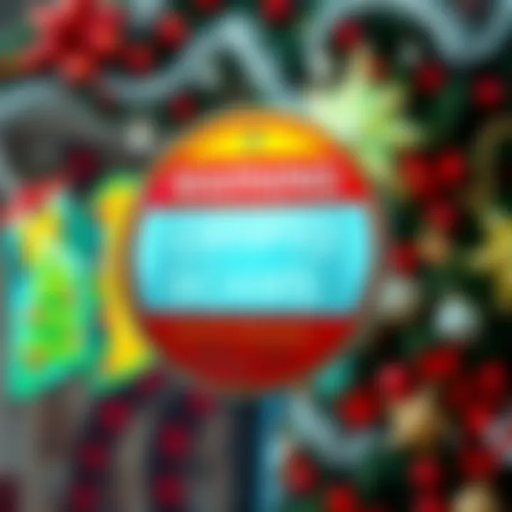 A warning sign for cryptocurrency scams during holiday shopping season with festive decorations in the background