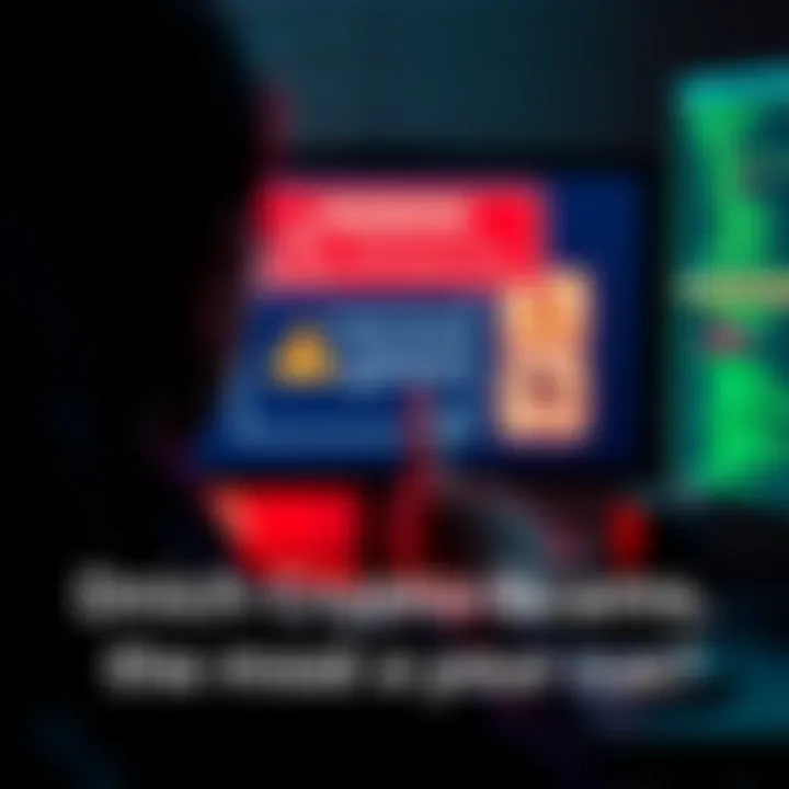 A person looking at a computer screen showing warning signs about crypto scams, highlighting the dangers of fake job ads and impersonation scams.