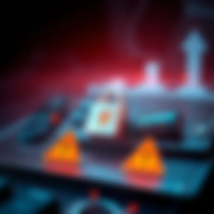 A graphic showing a lock symbol on a digital wallet with warning signs, representing crypto security concerns and risks
