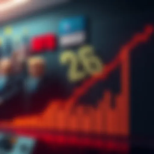 A graph showing the decline of cryptocurrency sentiment with political symbols in the background, representing changes during Trump's presidency