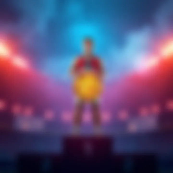 An athlete holding a Bitcoin logo while standing on a podium, representing borderless payments in sports.