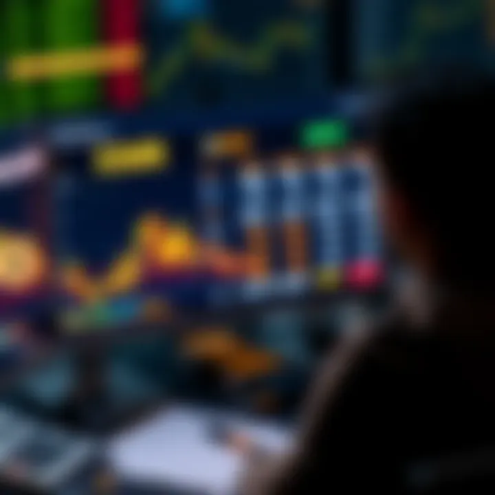 A person looking at a computer screen displaying XMR and BTC exchange rates, with notes and a calculator nearby.