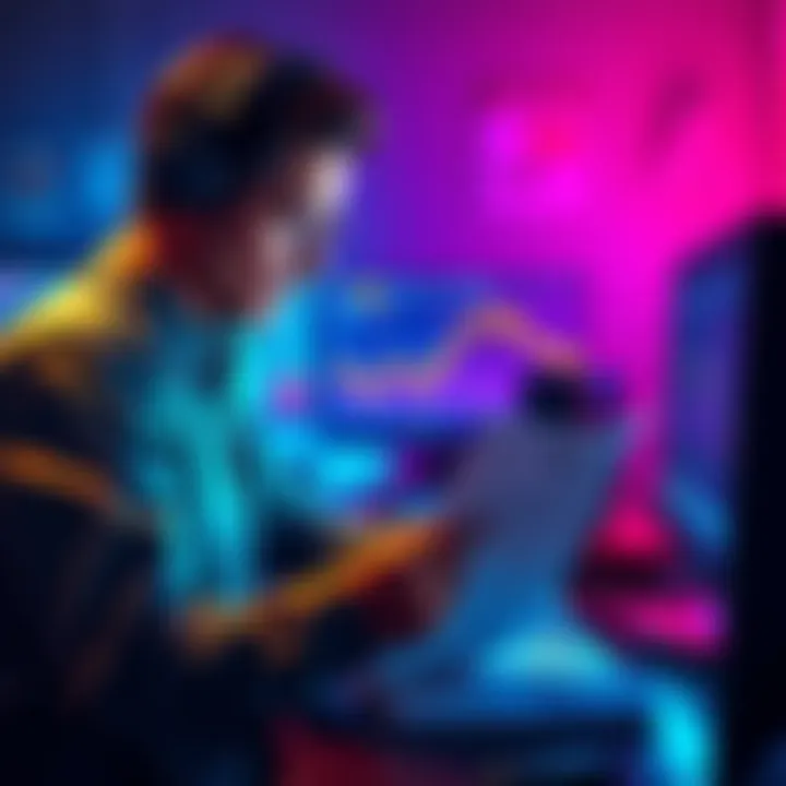 A worried crypto investor examines tax documents while looking at a computer with declining cryptocurrency values on the screen.