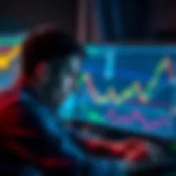 A worried person looking at cryptocurrency charts on a computer screen, symbolizing tax worries over unrealized gains in the Netherlands.