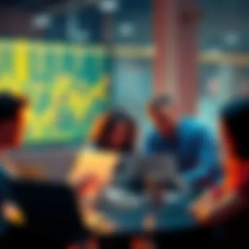 A group of people discussing and reviewing various crypto tax software on laptops, highlighting their preferences and key factors like accuracy and ease of use.