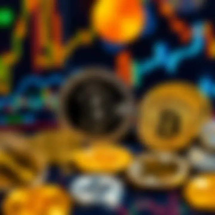 A close-up view of various cryptocurrency tokens displayed on a digital background, highlighting their importance in ecosystems.