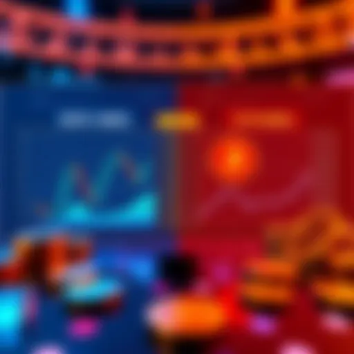 A graphic showing the differences between spot tokens and futures in crypto trading, with charts illustrating market trends, and currency symbols representing both options.