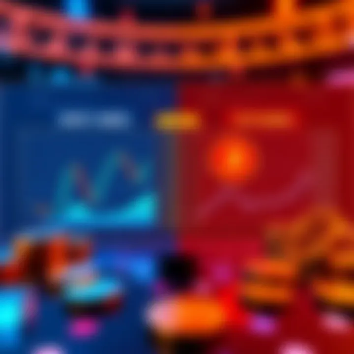 A graphic showing the differences between spot tokens and futures in crypto trading, with charts illustrating market trends, and currency symbols representing both options.