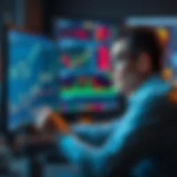 A person analyzing charts on a computer screen, looking focused and confident in crypto trading strategies.