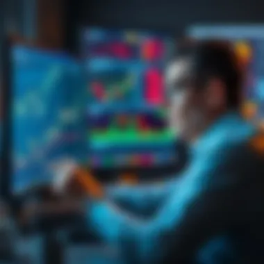 A person analyzing charts on a computer screen, looking focused and confident in crypto trading strategies.