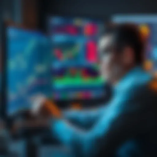 A person analyzing charts on a computer screen, looking focused and confident in crypto trading strategies.