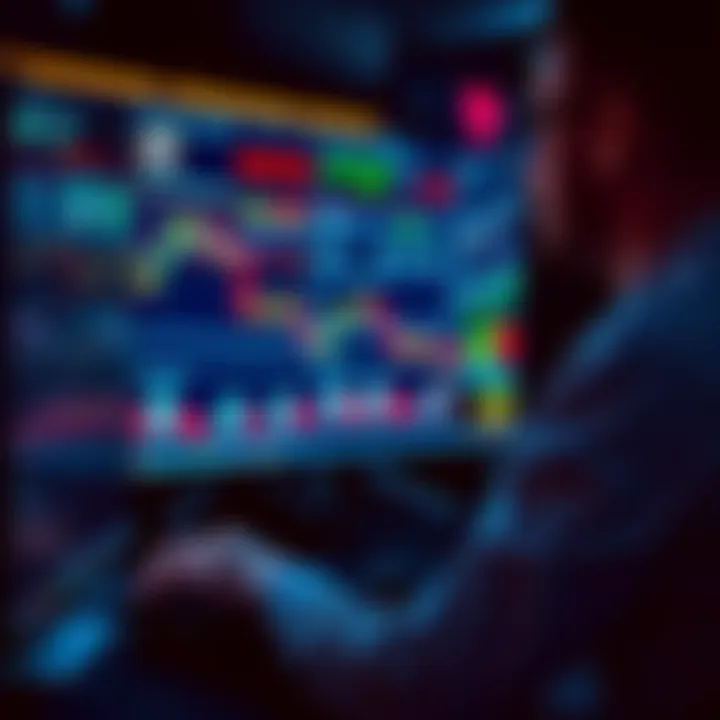 Crypto Trading on Political News A trader analyzing cryptocurrency market trends in response to political news headlines, with graphs and charts displayed on a computer screen.