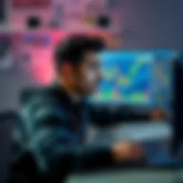 Person looking worried while analyzing trading charts on a computer screen, surrounded by financial news articles.