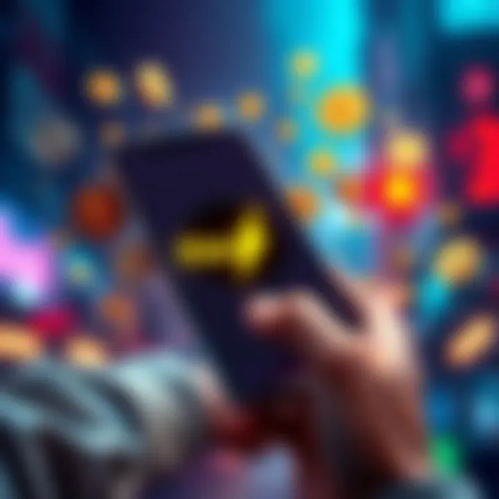 A person holding a smartphone displaying Flash USDT logo, surrounded by digital currency symbols, indicating no fees or scams in transactions.