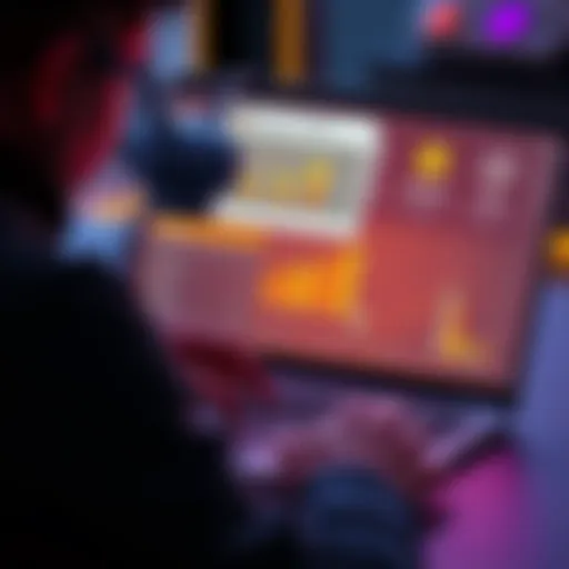 A person looking at a laptop screen showing cryptocurrency wallet options, with charts and graphics related to Solana and secure transfers in the background.