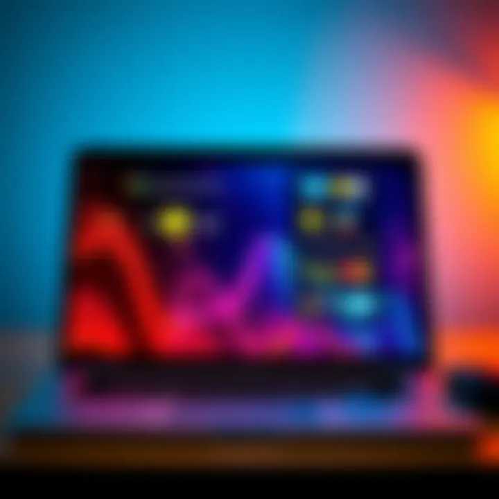 A digital representation of a crypto virtual card displaying various cryptocurrencies and payment options on a laptop screen.