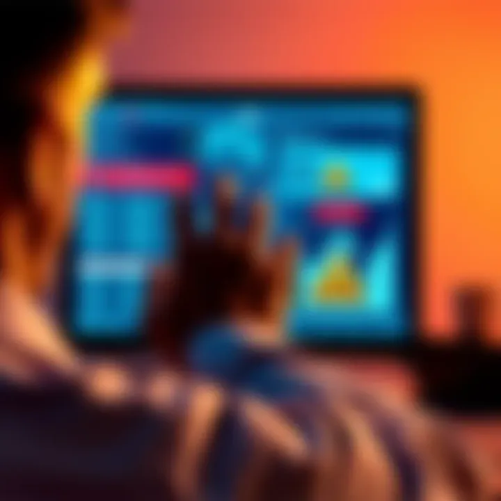 A worried person looking at a computer screen displaying a cryptocurrency exchange with warning signs about hacks and frozen funds.