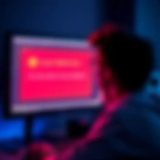 A person looks frustrated at a computer screen displaying a cryptocurrency wallet error message