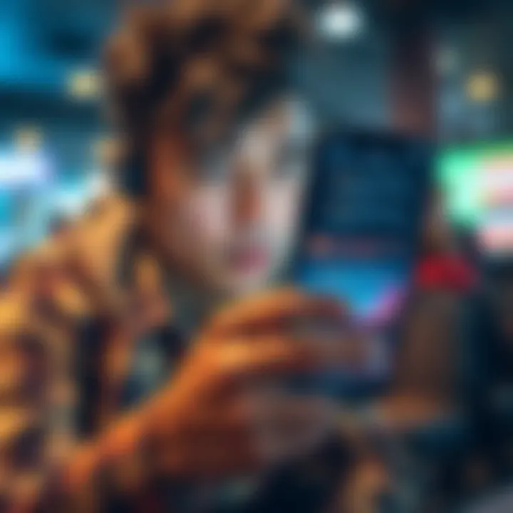 A person looking frustrated while checking a digital cryptocurrency wallet on a smartphone, with error messages visible on the screen.
