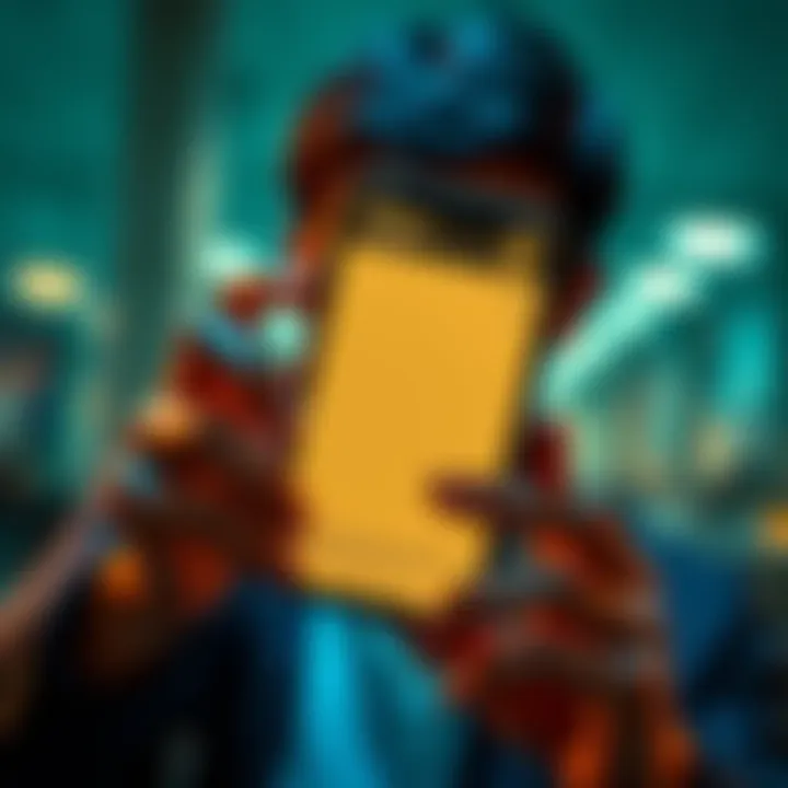 A person holding a smartphone displaying a crypto wallet interface without a seed phrase feature, looking concerned.