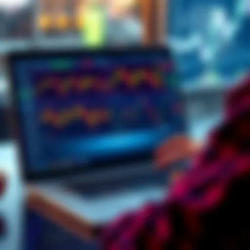 A person analyzing crypto yield platforms on a laptop with financial charts and graphs on the screen, representing the safety review after the 2022 crash.