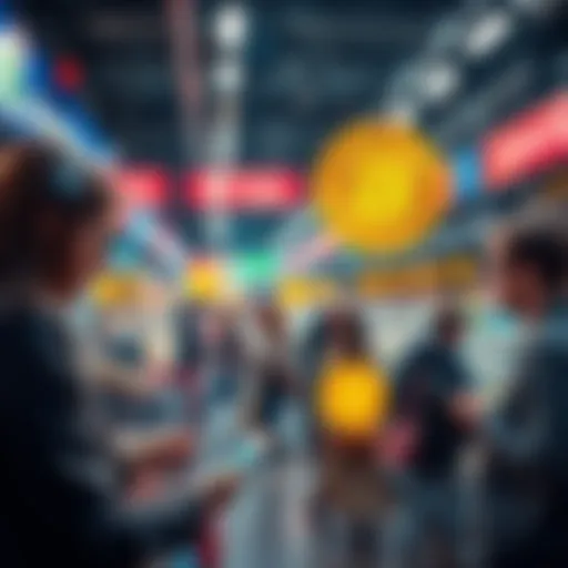 People shopping online with cryptocurrency on their devices