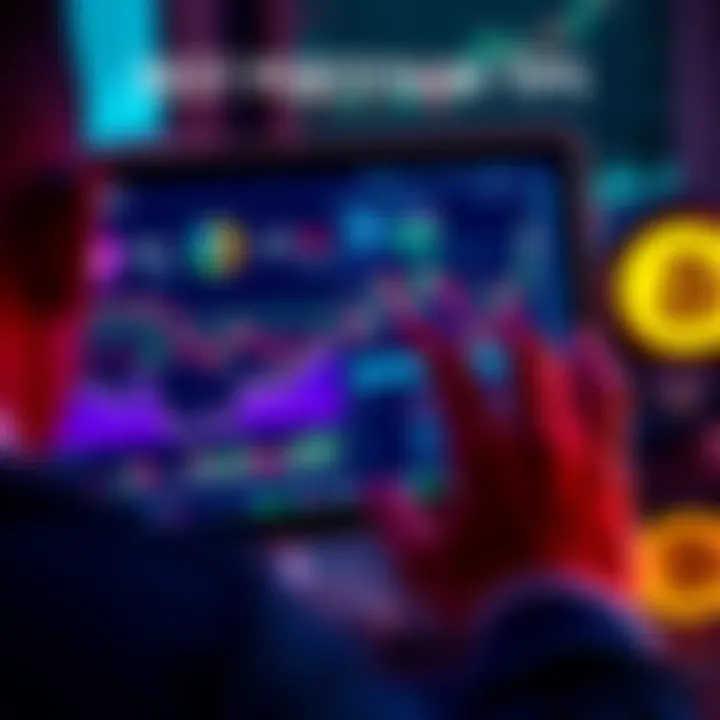 Cryptocurrency Portfolio Tips A person analyzing various cryptocurrencies on a screen, with graphs and charts showing market trends and altcoins like ETH and LTC highlighted.