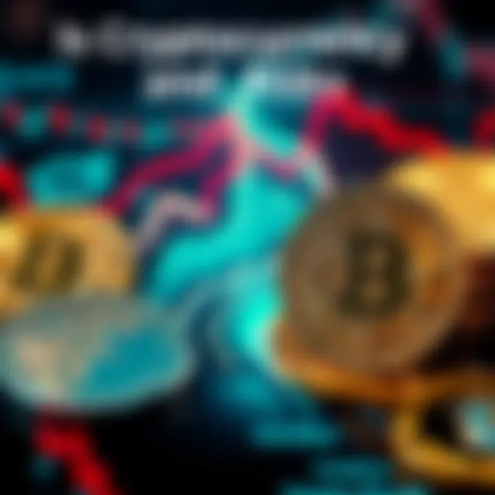 A visual representation of cryptocurrency symbols like Bitcoin alongside traditional assets like gold and silver, highlighting the contrasting performance.