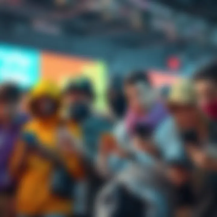 A group of people in casual attire looking shocked and distracted while reading news about Ponzi tokens on their phones