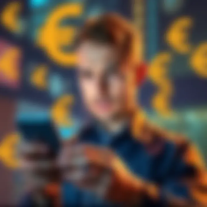 Currency Exchange Loss Person looking concerned while checking currency exchange rates on a smartphone with euros and USDC symbols in the background