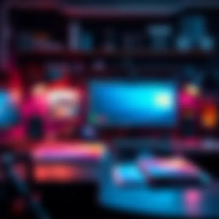 A workspace showing various tools and techniques for creating custom card designs, with colorful cards displayed.