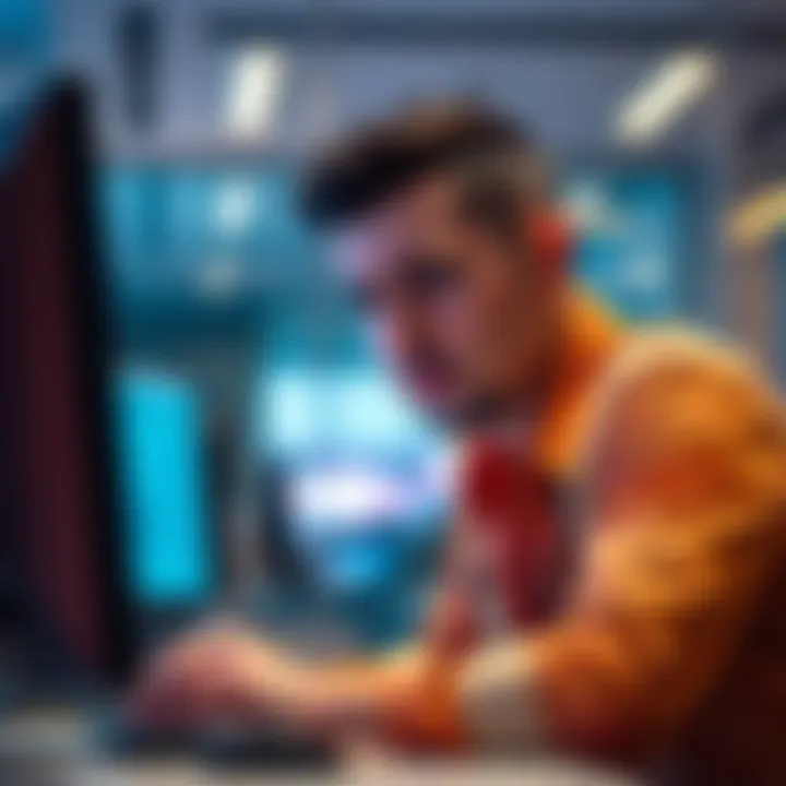 A frustrated customer looking at a computer screen, dealing with a problem related to lost airline points from Etihad and Revolut.