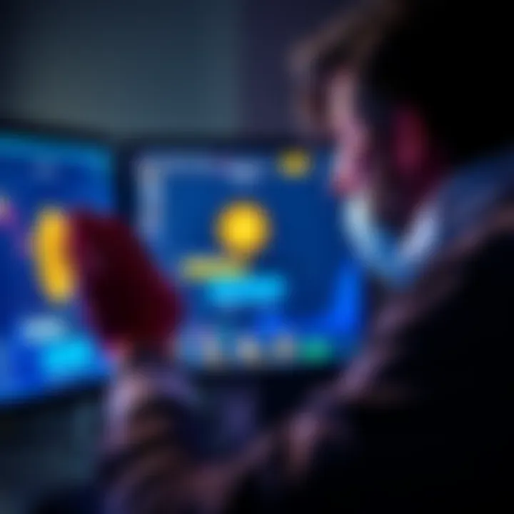 A person looking at their computer screen showing a Bitcoin purchase stuck on the loading screen, showing visible frustration.