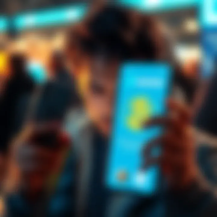 A concerned customer looking at their phone, showing the Venmo app with a Bitcoin symbol, expressing frustration about withdrawal issues during market downturns