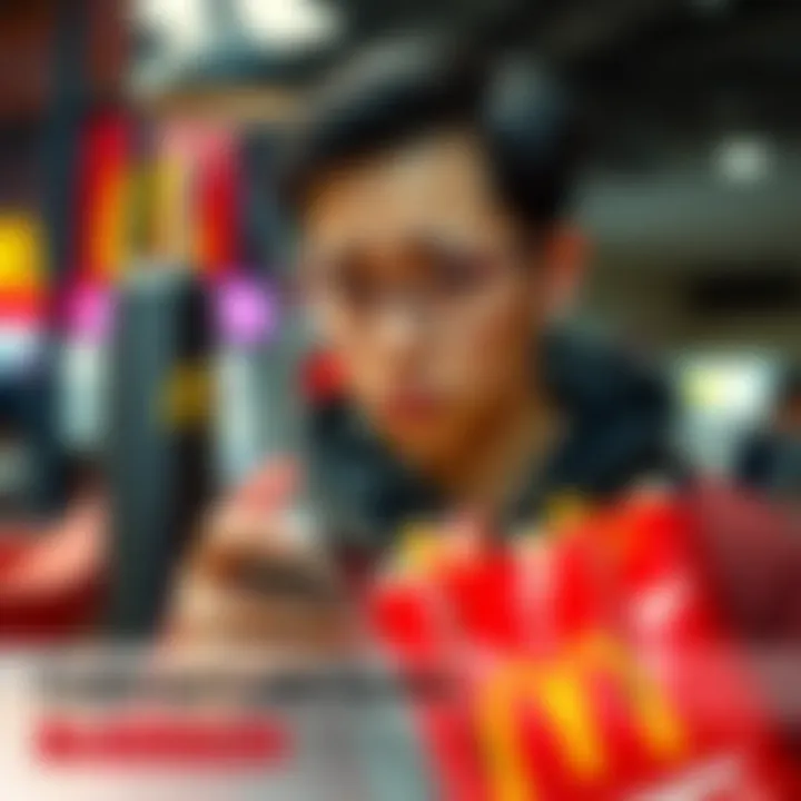 A customer looks confused and disappointed while holding a McDonald's bag with incorrect food items inside