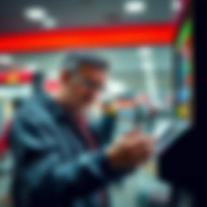 A frustrated customer checking their receipt at a gas station, showing a €100 charge instead of €30