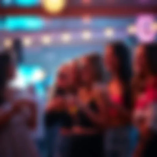 A group of friends enjoying a fun night out, dressed stylishly and smiling as they embrace the evening vibes.