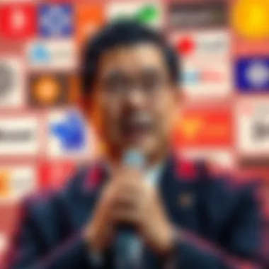 CZ speaks about challenges faced while seeking a pardon, with a backdrop of crypto exchange logos representing competition.