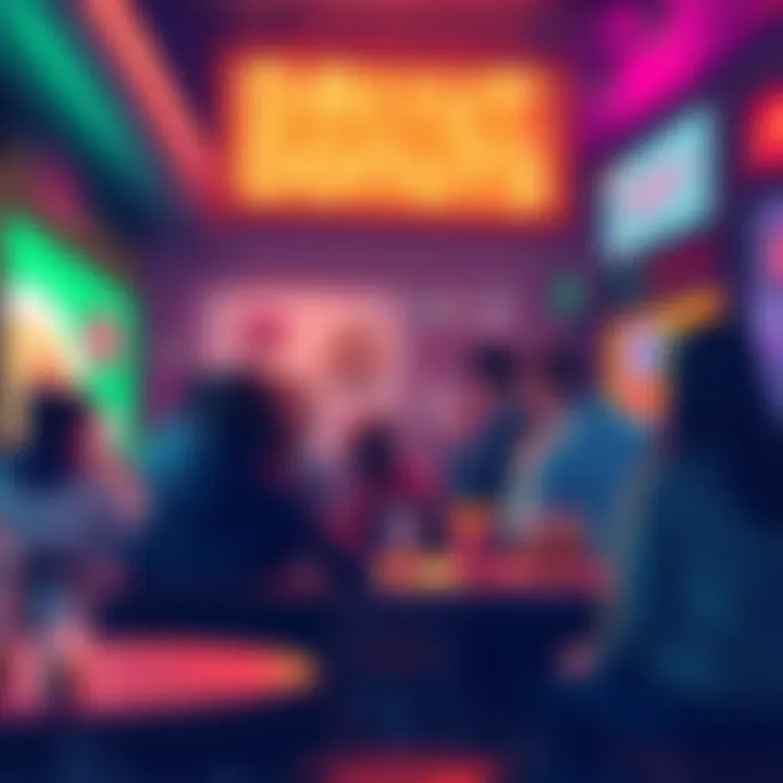 People engaging in a lively discussion about donuts and other allowed topics in a welcoming environment.