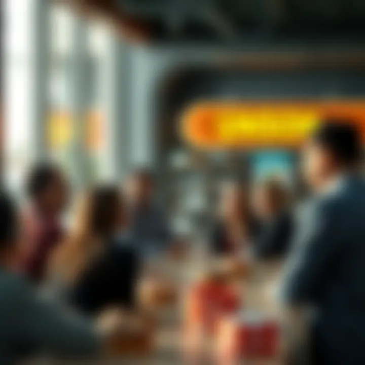 A group of people engaging in a discussion about donuts in a friendly setting