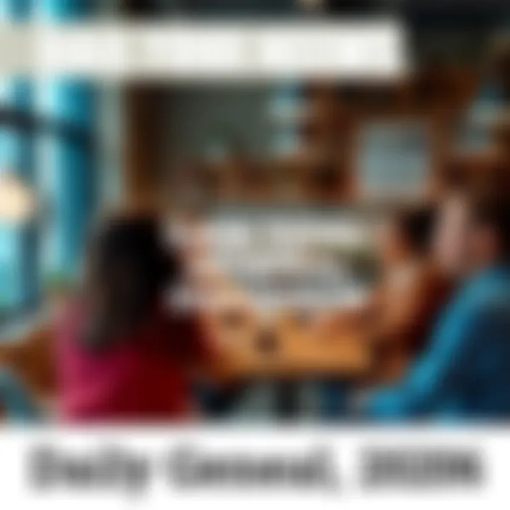 A group of people chatting around a table with donuts and coffee, sharing ideas in a community discussion setting.