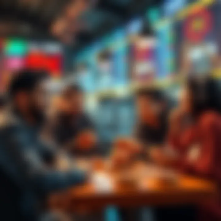 A group of people chatting and enjoying donuts while discussing trading topics.